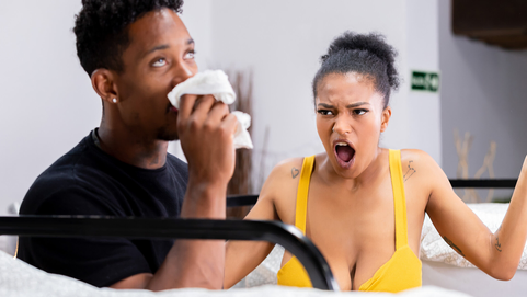 Horny panty sniffer has sex with big breasted latina in hostel