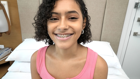 4’ 11”  Puerto Rican with PERFECT TITS and braces sucks