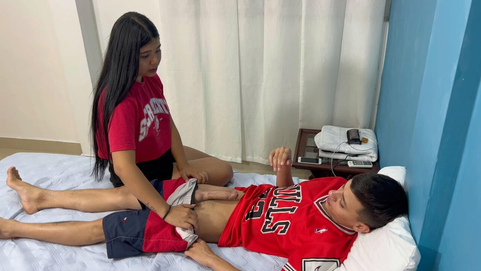 I nailed my bashful stepsister's cock-squeezing cootchie while she was wearing undergarments & let her drizzle