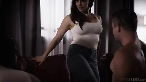 Chanel Preston predominates Evelyn Claire with her ginormous bosoms & cock-squeezing rump