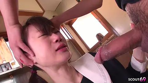 Emiko Koike & Tadashi get down and dirty with a massive dong in this uncensored Japanese roleplay video